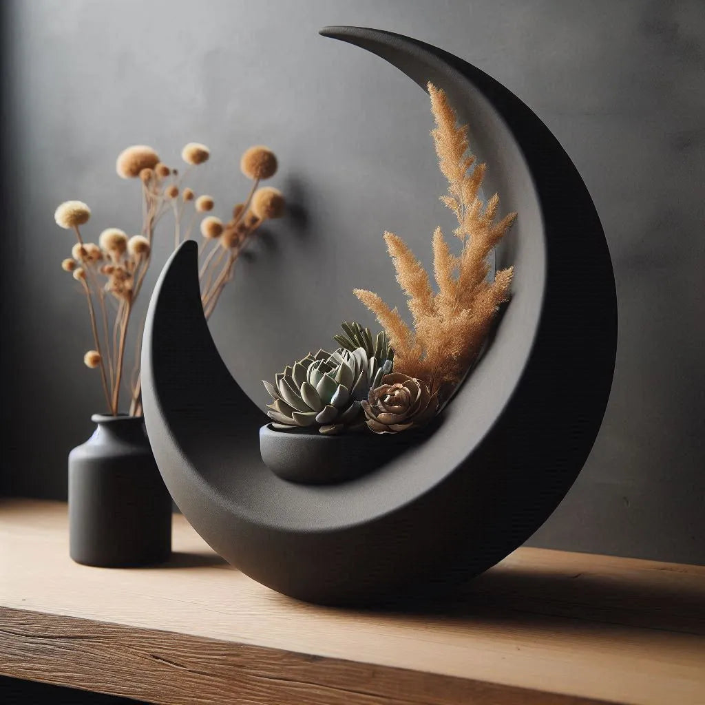 Objet décoratif en forme de croissant de lune  vase  récipient