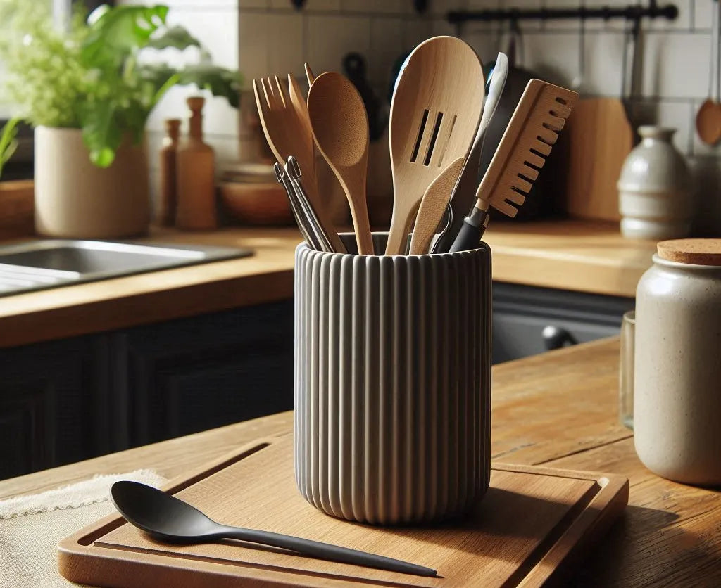 Porte-ustensiles côtelé pour la cuisine  Panier à ustensiles
