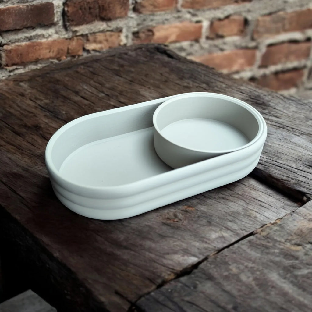 Plateau Moderne mid-century avec bol à pièces coulissant