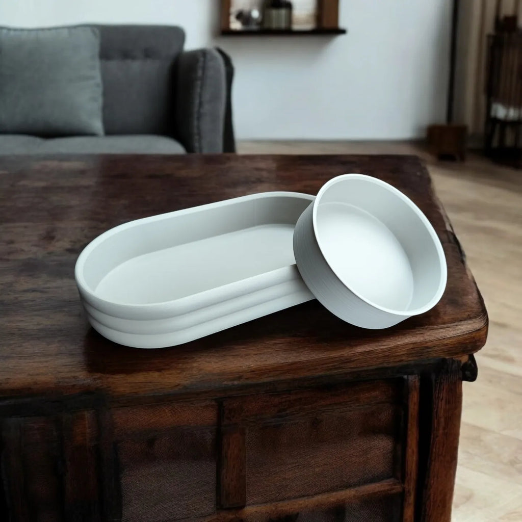 Plateau Moderne mid-century avec bol à pièces coulissant