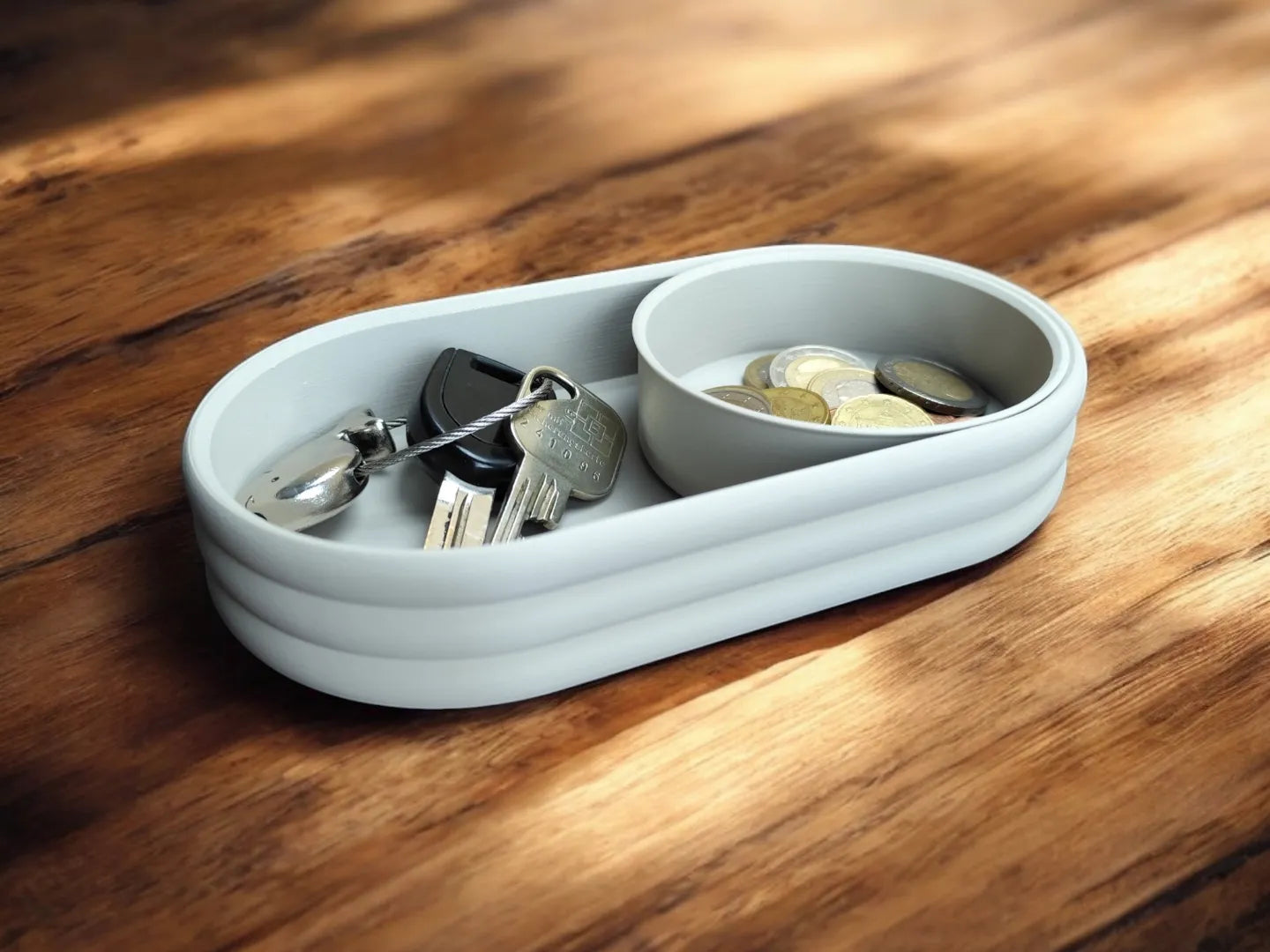 Plateau Moderne mid-century avec bol à pièces coulissant