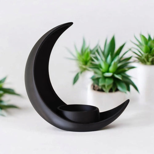 Décoration en forme de croissant de lune avec pot de plante elliptique