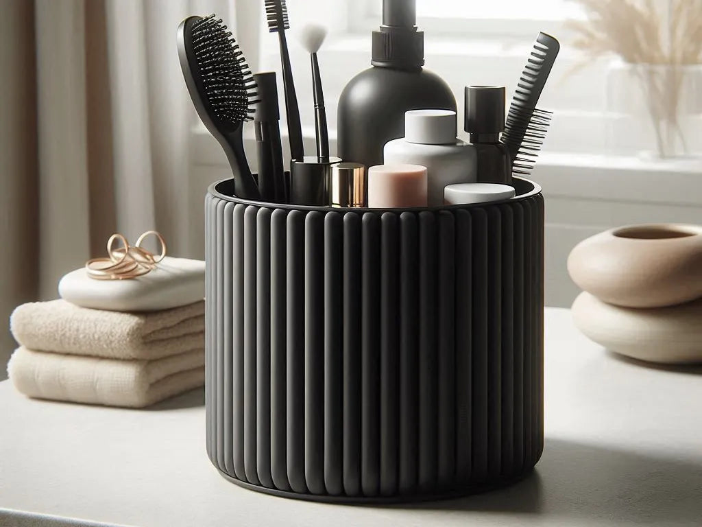 Organiseur de salle de bain côtelé Moderne  gobelet à maquillage