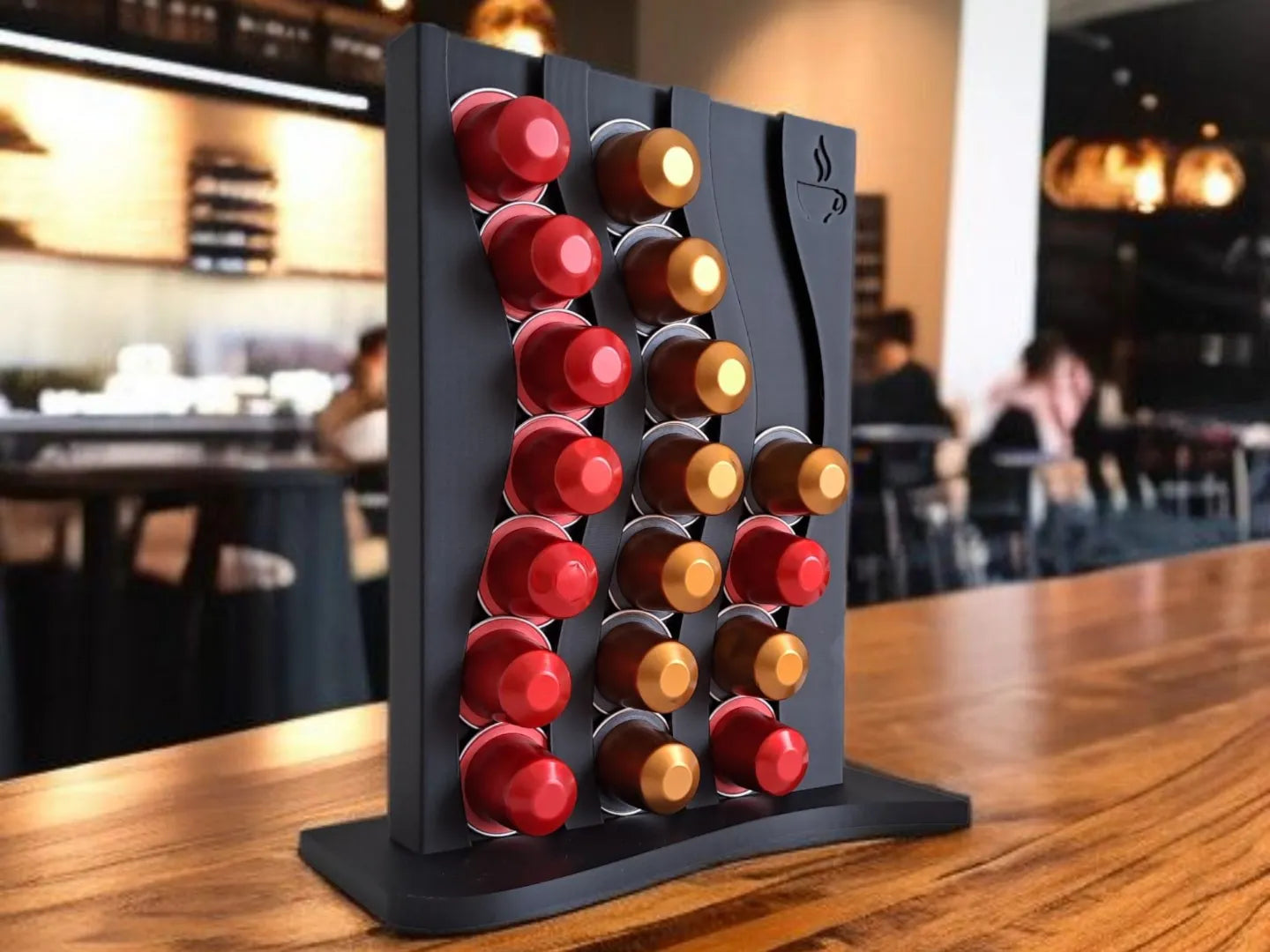 Support et organisateur de capsules Nespresso au design ondulé