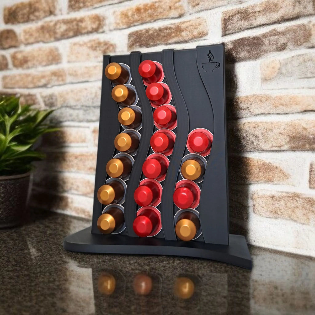 Support et organisateur de capsules Nespresso au design ondulé