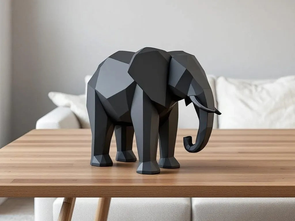Statue d'éléphant Géométrique Épurée Moderne