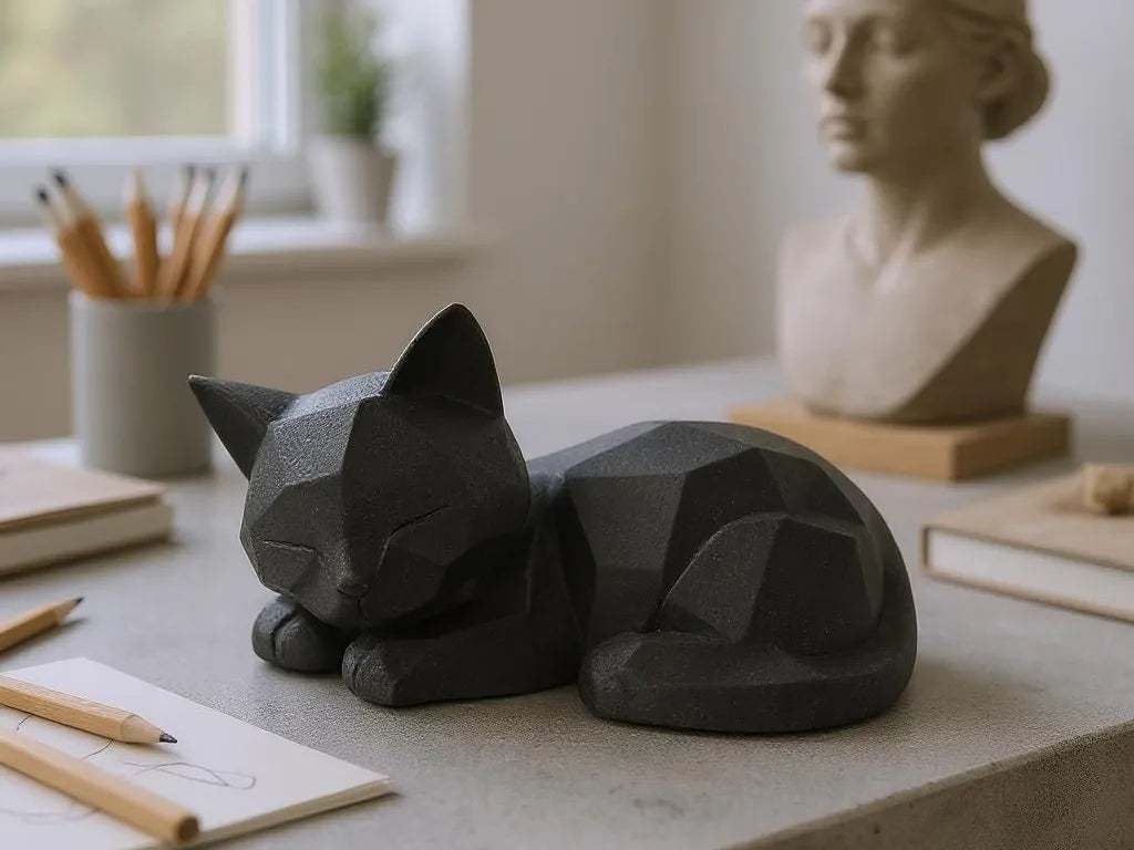 Adorable Chaton Polygonal Endormi