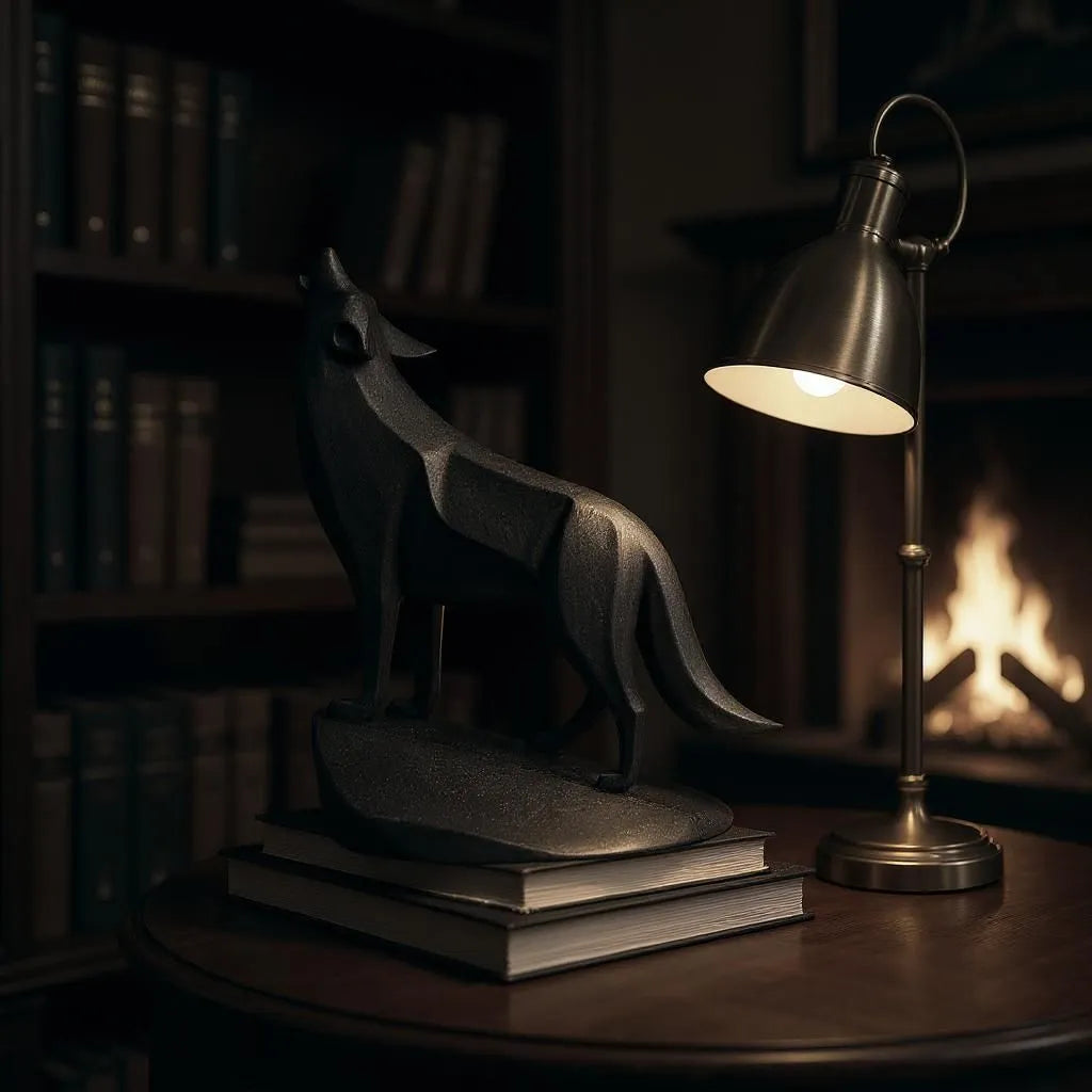 Loup hurlant Épurée unique sur piédestal