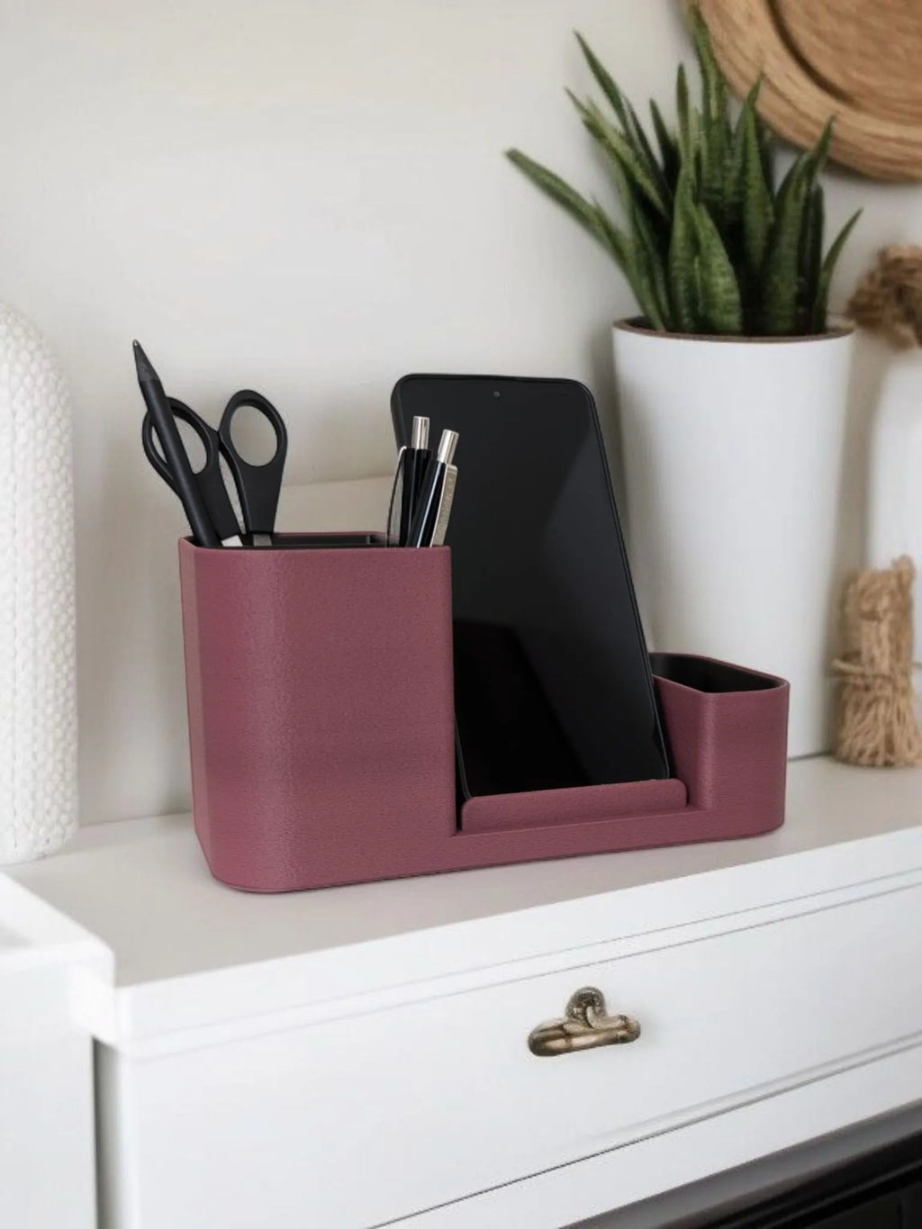 Organisateur de bureau avec support de téléphone intégré