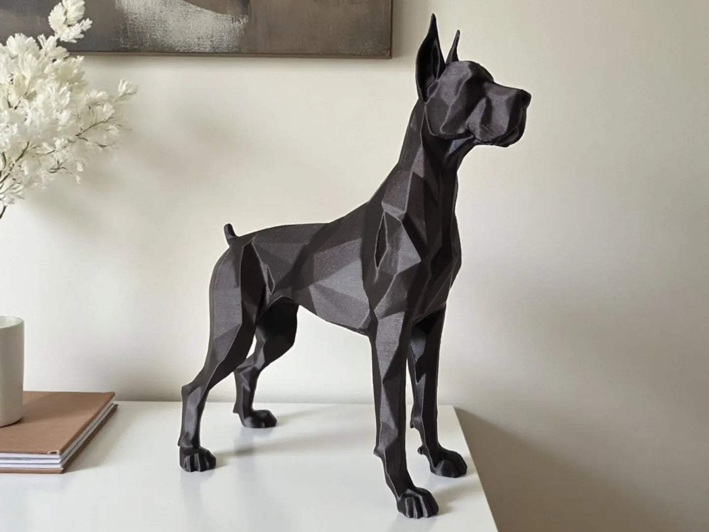 Sculpture de Dogue Allemand Bas Poly de Garde
