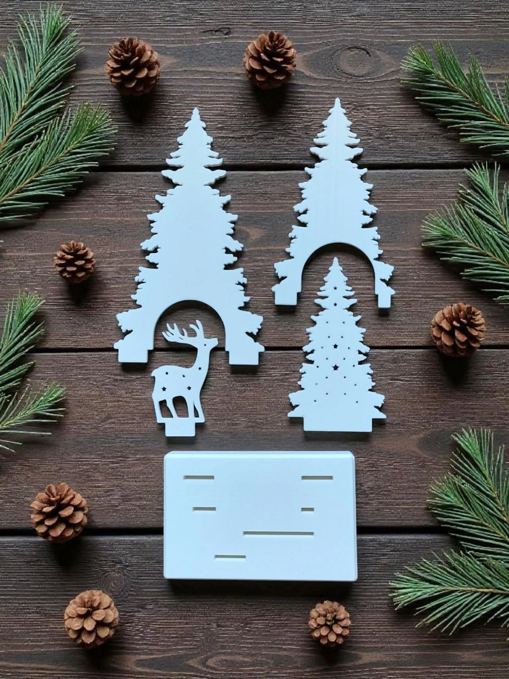 Scène de décoration de Noël avec support de bougie chauffe-plat LED