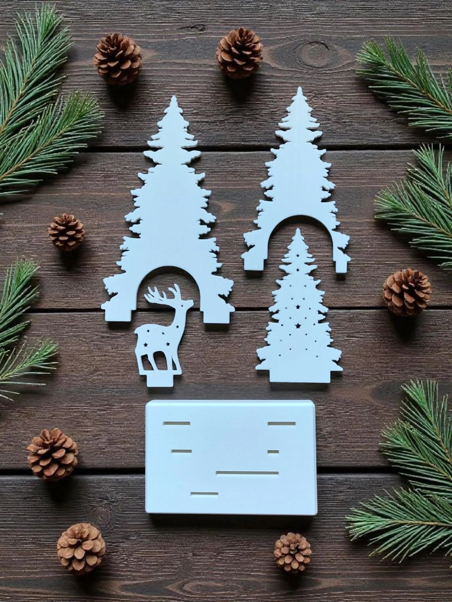 Scène de décoration de Noël avec support de bougie chauffe-plat LED