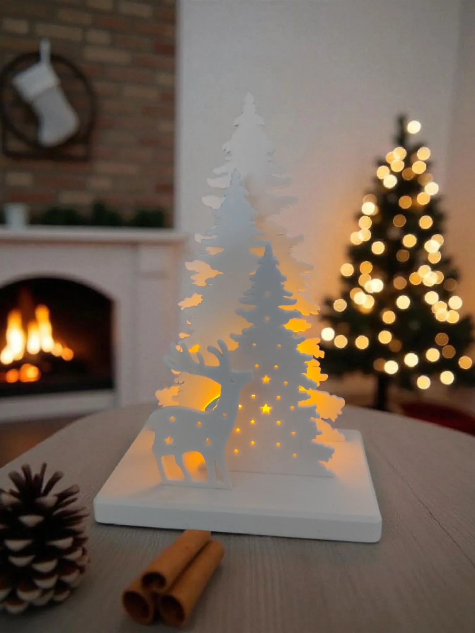 Scène de décoration de Noël avec support de bougie chauffe-plat LED