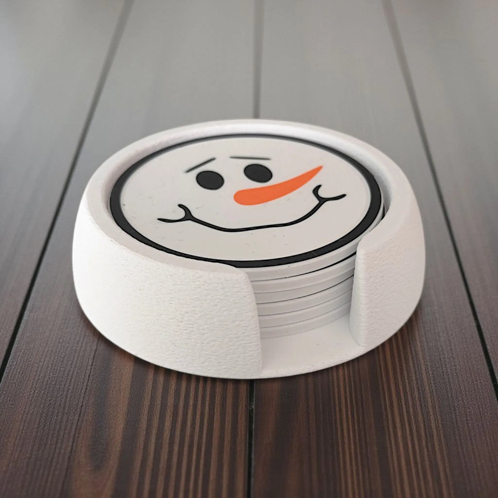 Sous-verres bonshommes de neige amusants avec support (six visages)